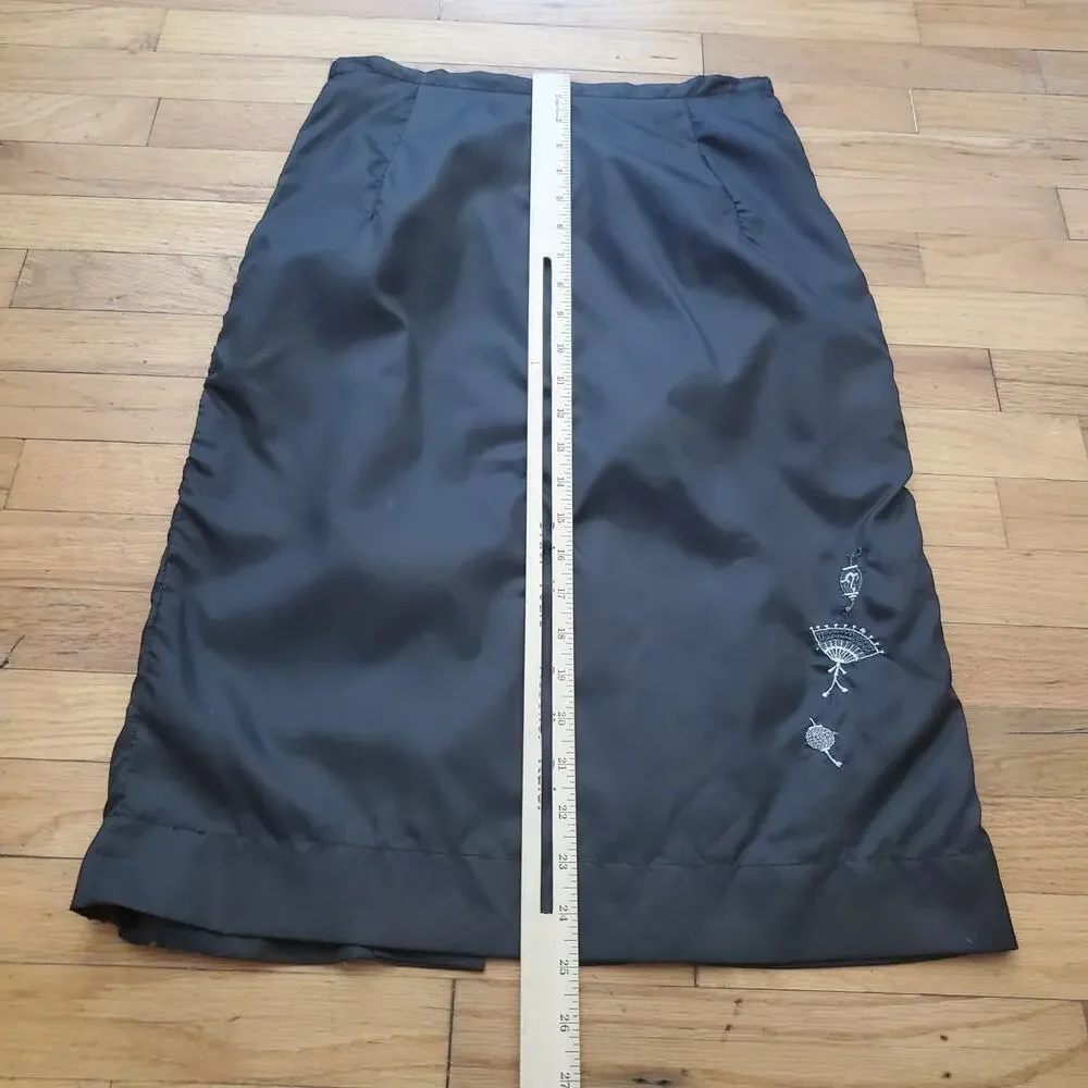 Arquette of Hollywood Vintage Embroidered Slip Skirt Black‎ Coquette Retro - Picture 8 of 10